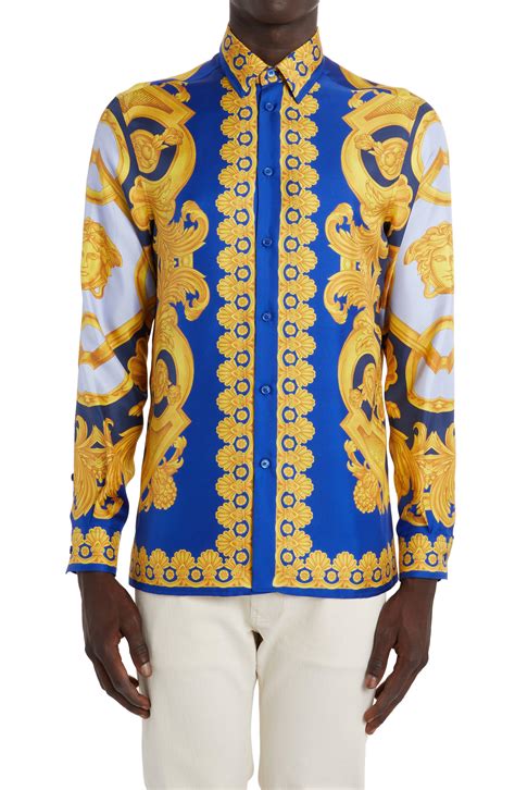 versace silk button up|versace button up shirt.